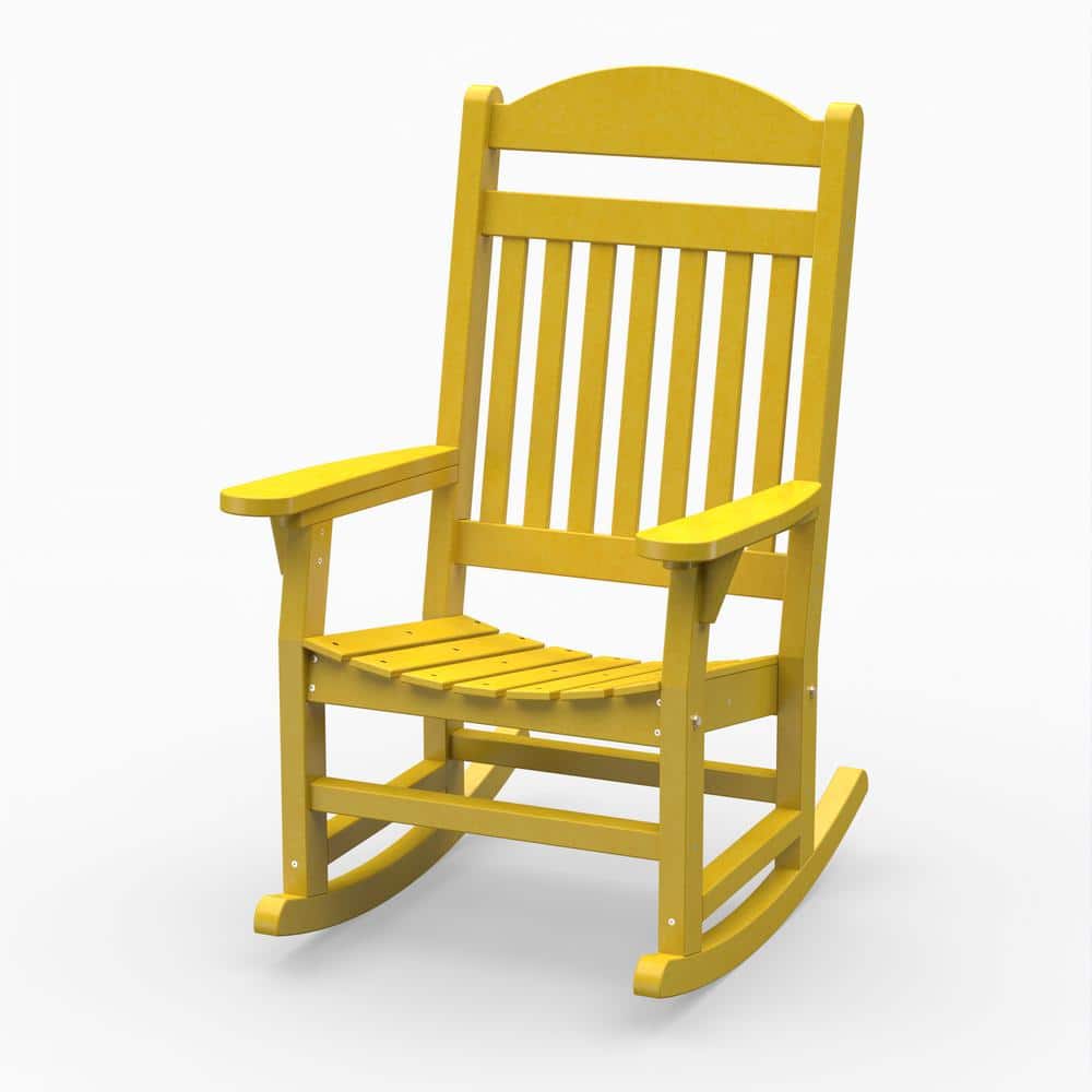 WILDRIDGE Heritage Lemon Yellow Traditional Rocking Chair Plastic