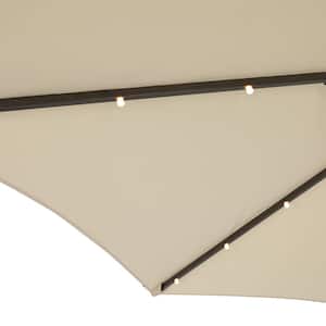 7.5 ft. Steel Solar Patio Market Umbrella with Push Button Tilt and Crank Lift in Beige