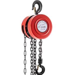 Hand Chain Hoist 1-Ton Chain Block 2,200 lbs. Capacity and 7 ft. Lift for Lifting Goods in Transport and Factories, Red