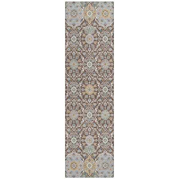 Addison Rugs Chantille Machine Washable Indoor/Outdoor Abstract ACN2199 Chocolate 2 ft. 3 in. x 7 ft. 6 in. Runner Rug