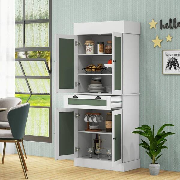VECELO 72'' Floor Kitchen Pantry Cabinet Free Standing Buffet Hutch
