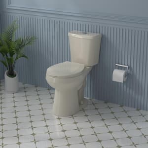 17 in. Toilet ADA Chair Height Two-Piece Toilet 1.1/1.6 GPF Dual Flush Round Toilet in Bone With Soft-Close Seat Toilet