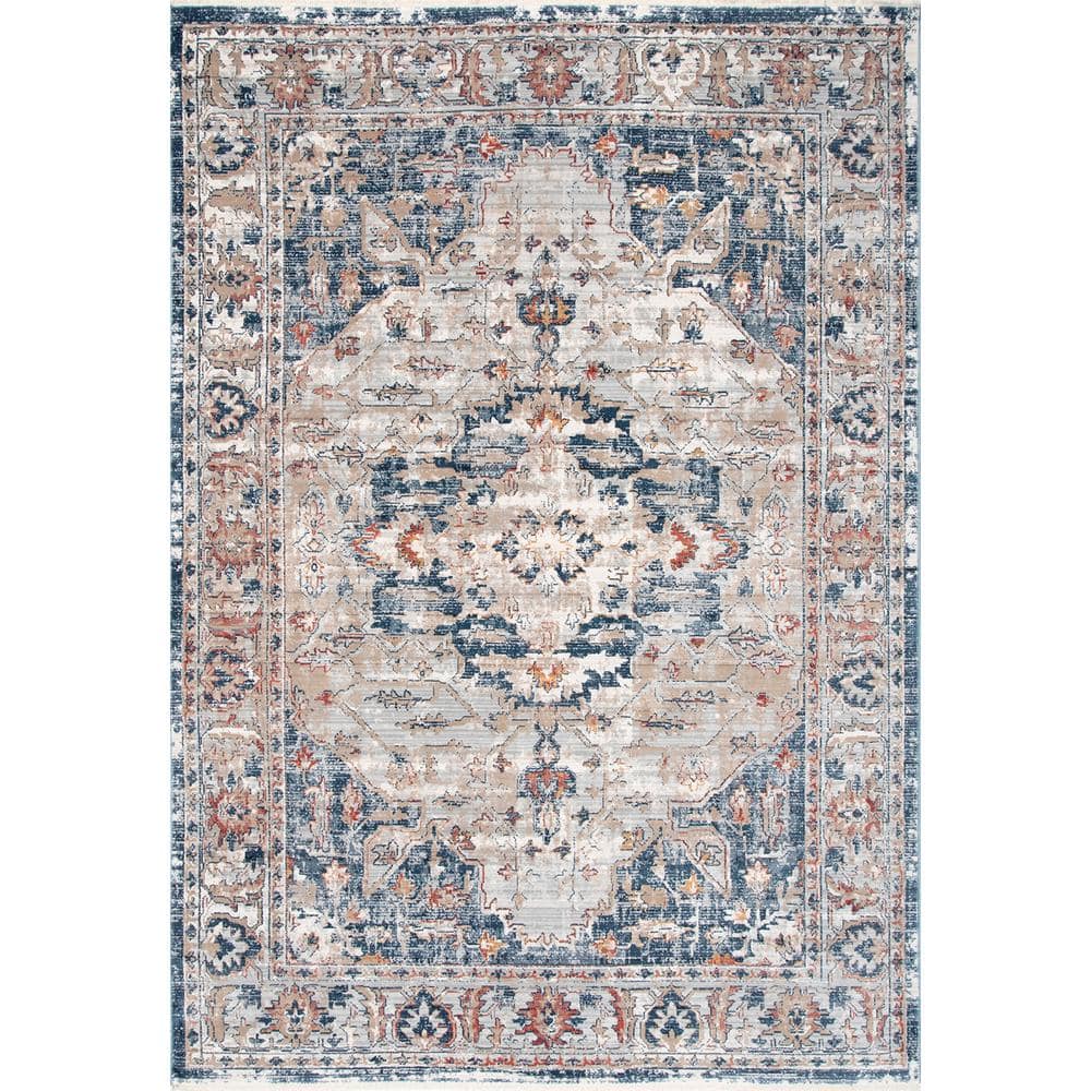 Gray Rectangular Stain-Resistant Synthetic Area Rug