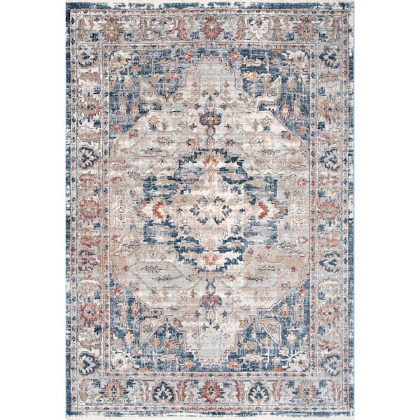nuLOOM Josephine Winged Cartouche Gray 8 ft. x 10 ft. Area Rug