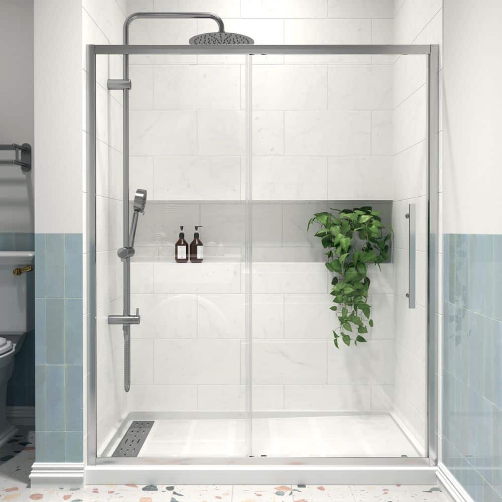 imperiol Modern 60 in. W x 72 in. H Sliding Semi-Frameless Shower