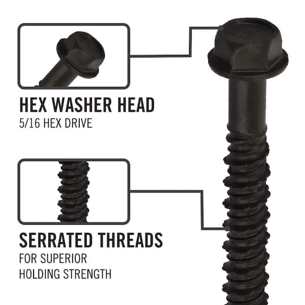 1/4 in. x 3-1/4 in. Hex-Head Concrete Screw Anchors Black (40-Piece)