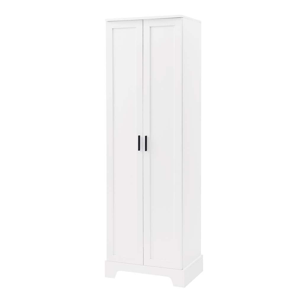 URTR White 71.2 in. H Wooden Storage with Adjustable Shelves