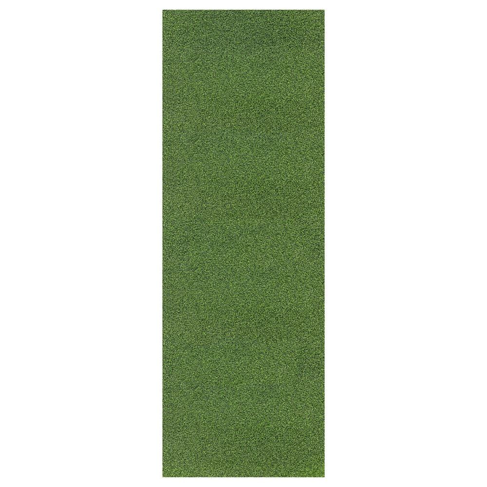 Ottomanson Golf Putting Green Waterproof Solid Indoor/Outdoor 3 ft. x 8 ft. . (3' X 8') Green Artificial Grass Runner Rug