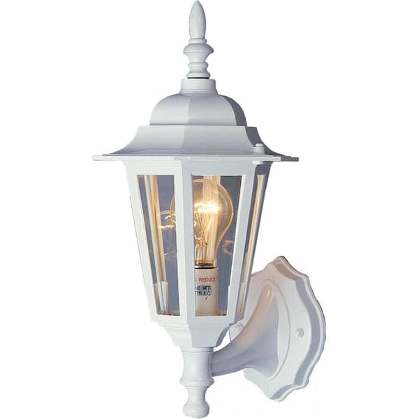 Volume Lighting White Hardwired Outdoor Coach Light Sconce with Clear Glass