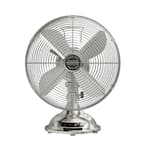 Classic 12 in. 3-speed Desk Fan in Brushed Nickel with Non-slip Base and Easy-Carry Handle