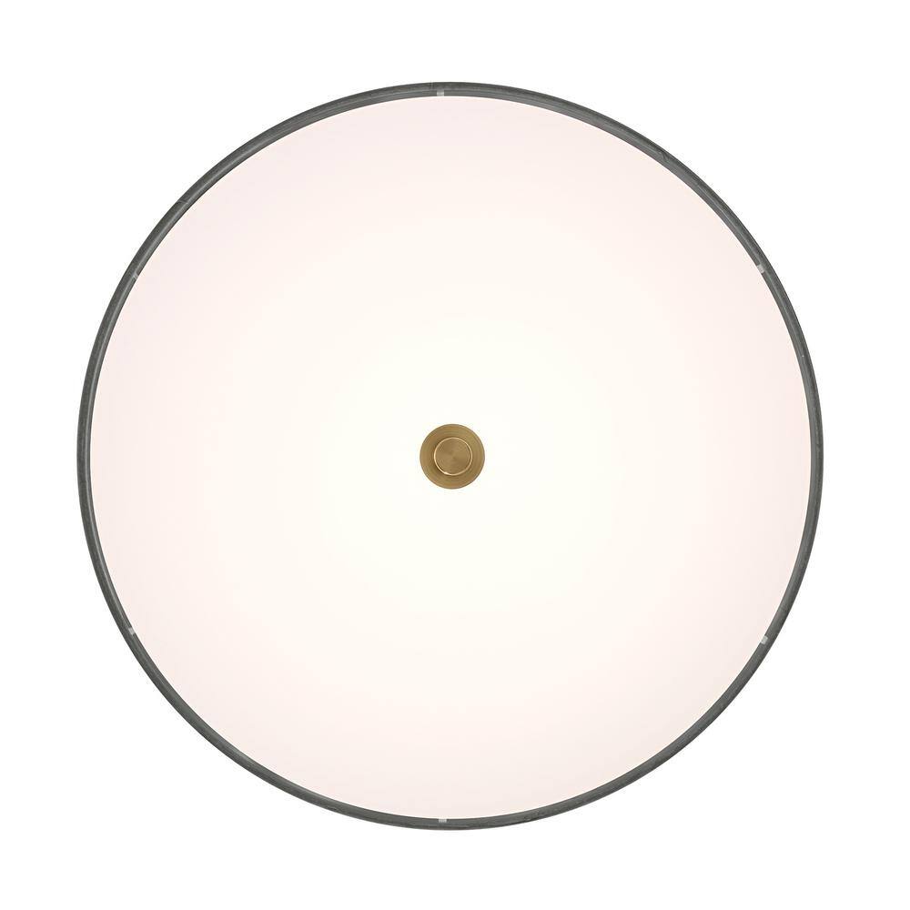 Stacy 16" Gray and Gold Round LED Flush Mount Light