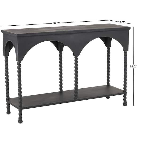 32 in. x 47 in. Black Rectangle Wood Arched Console Table