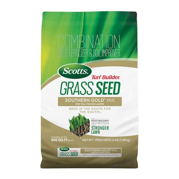 Scotts Turf Builder 2.4 lbs. Grass Seed Southern Gold Mix for Tall Fescue Lawns with Fertilizer and Soil Improver