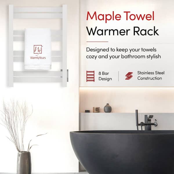 Classic Maple 8-Bar Electric Towel Warmer in Polished Stainless Steel