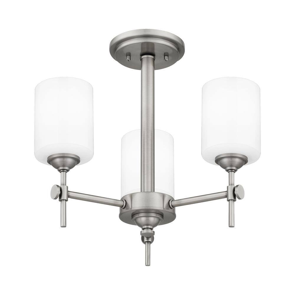 Aria Opal Glass & Polished Nickel 3-Light Semi-Flush Mount