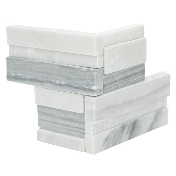 Alaska Gray 3D Ledger Corner 6 in. x 6 in. Honed Marble Wall Tile (2.5 sq. ft./Case)