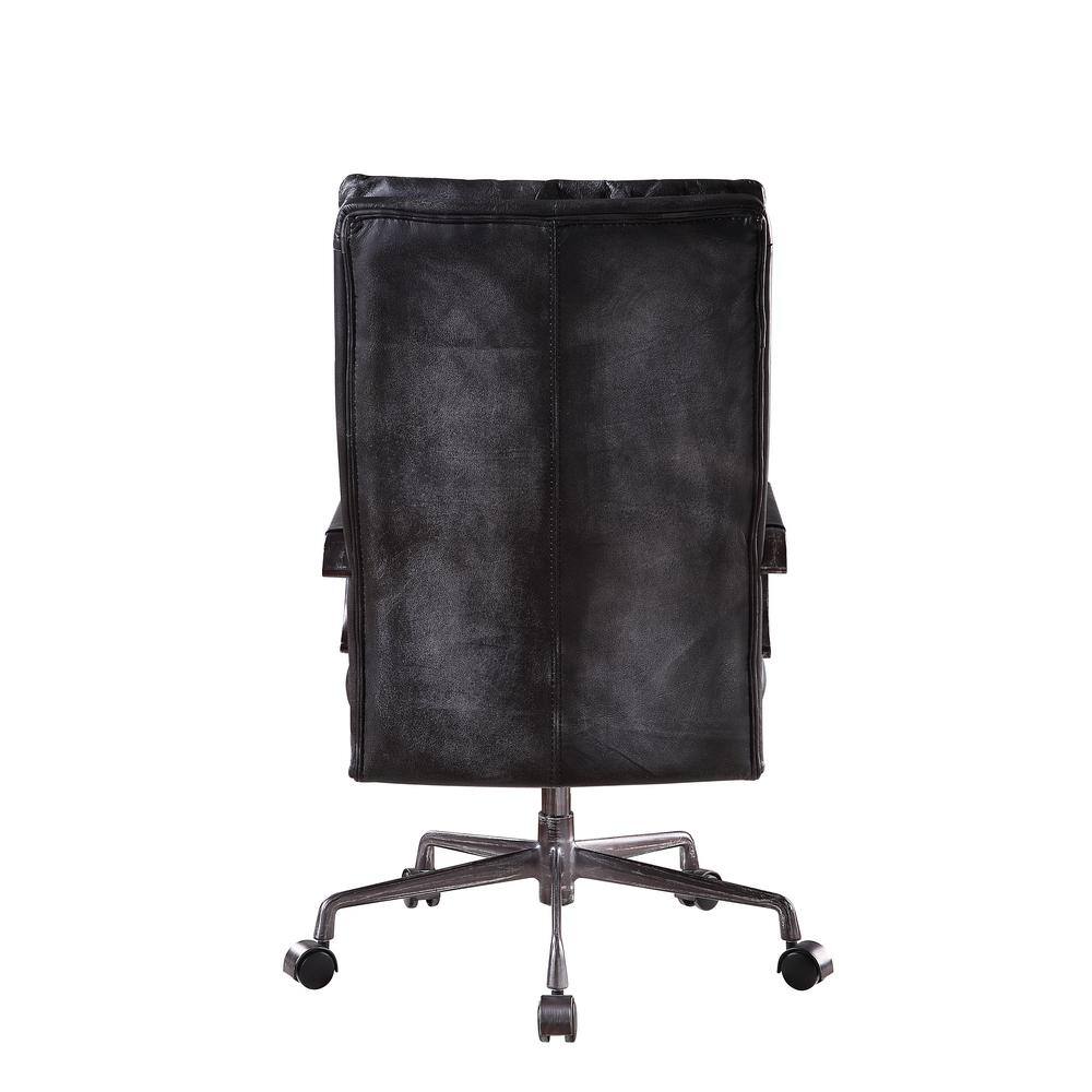 Vintage Black Top Grain Leather Executive Swivel Office Chair