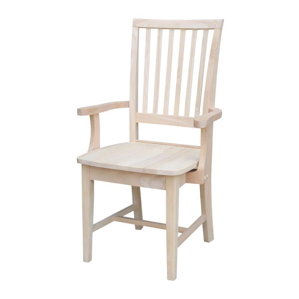 Traditional High-Back Unfinished Parawood Mission Arm Chair