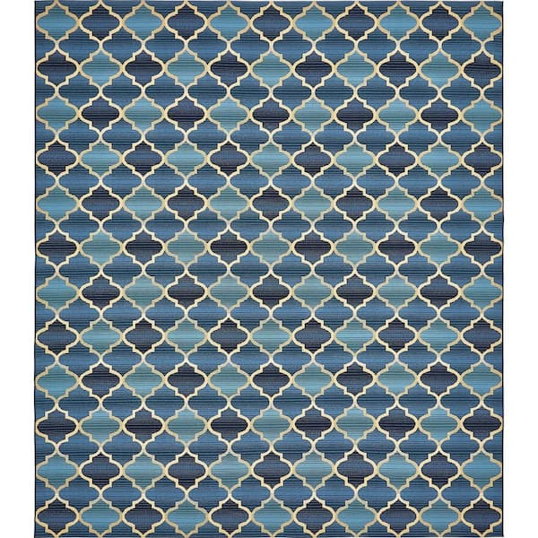 Unique Loom Outdoor Eden Trellis Blue 10' 0 x 12' 0 Area Rug