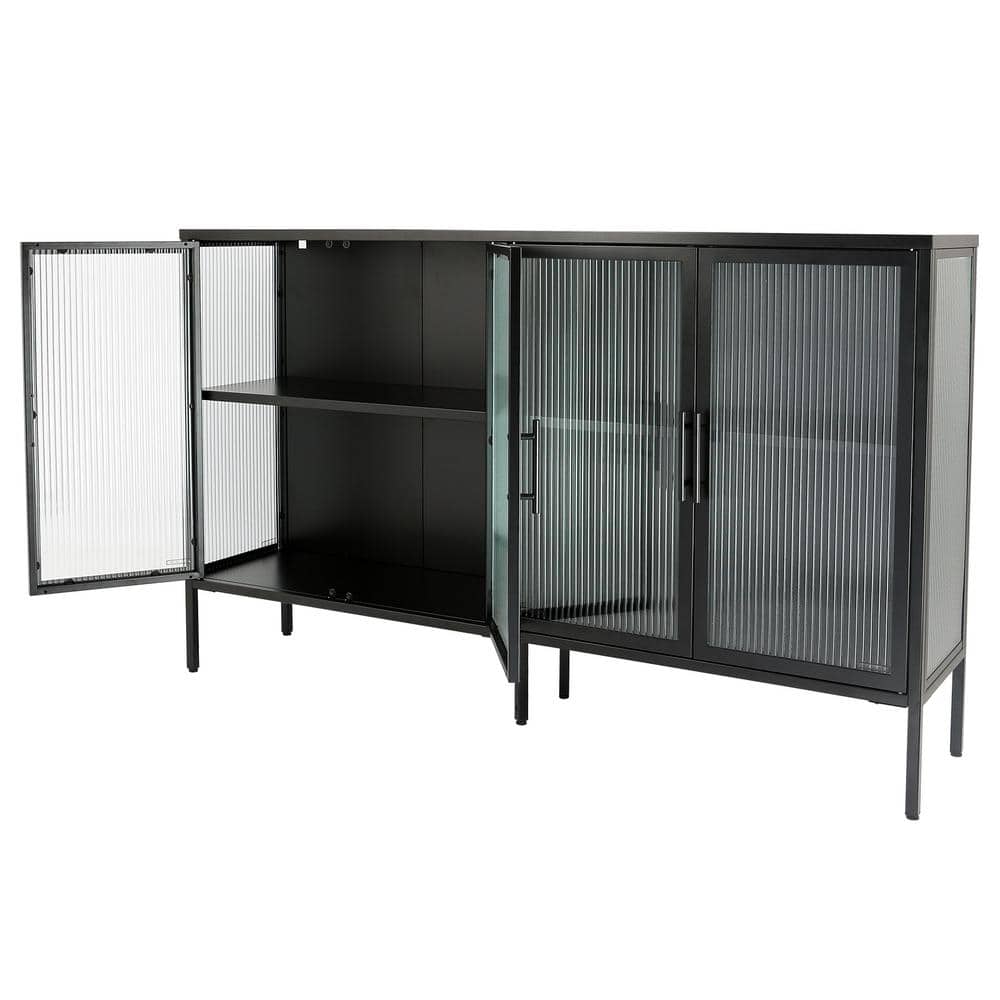 59.17 in. W x 13.86 in. D x 35.91 in. H Bathroom Black Linen Cabinet