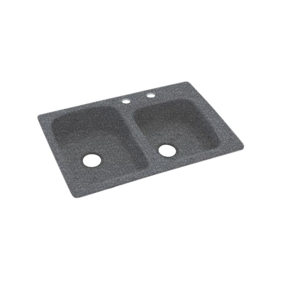 Swan Dual-Mount Solid Surface 33 in. x 22 in. 2-Hole 55/45 Double Bowl Kitchen Sink in Night Sky