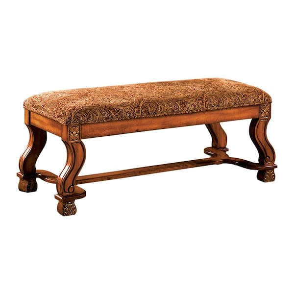Furniture of America Lorena Antique Oak Upholstered Bench