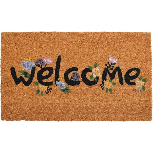 Home Threads Doormat HomeRoots Multi-Colored 29 in. x 17 in. Coir Non-Slip Indoor / Outdoor ...