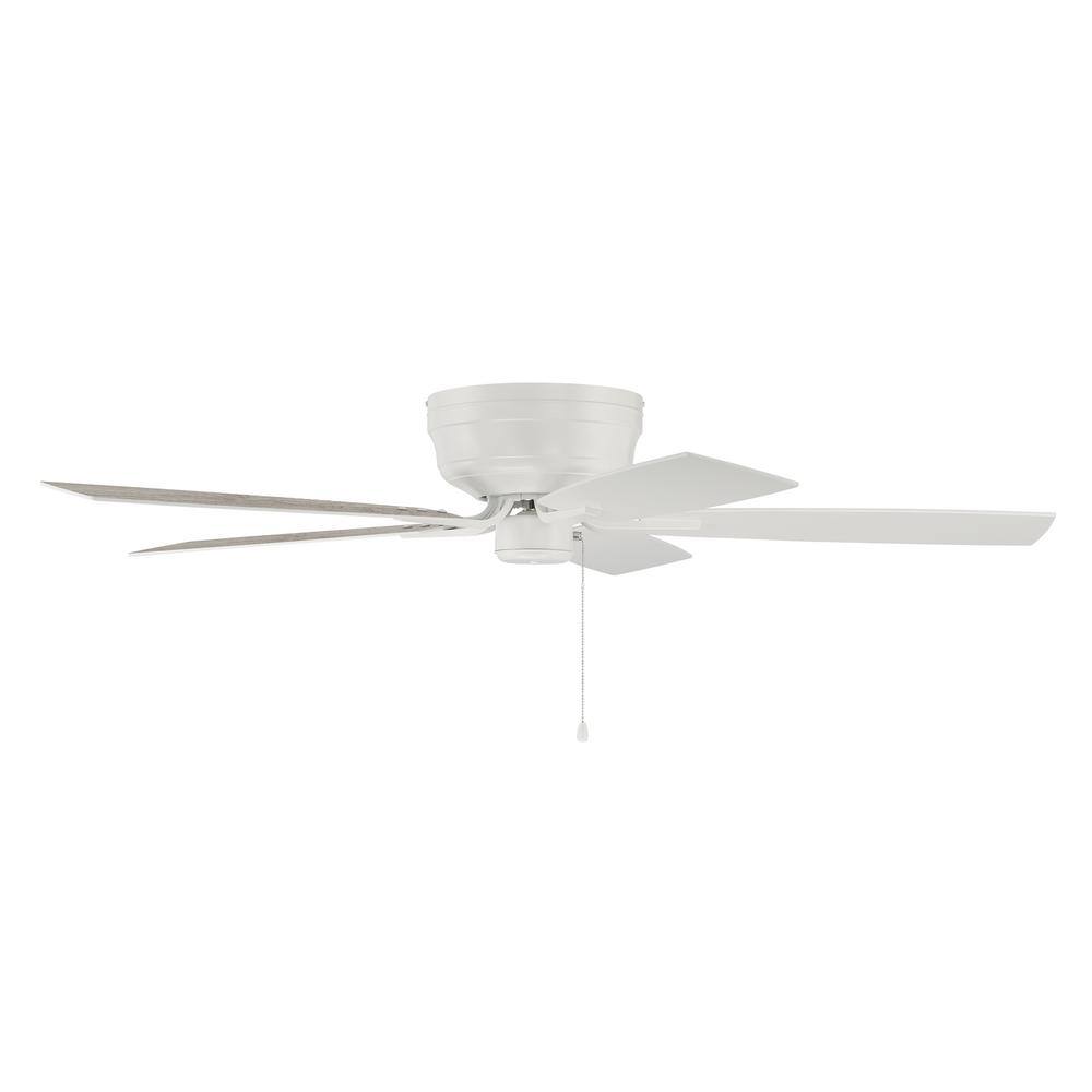 White 52" Low Profile Ceiling Fan with Reversible Blades