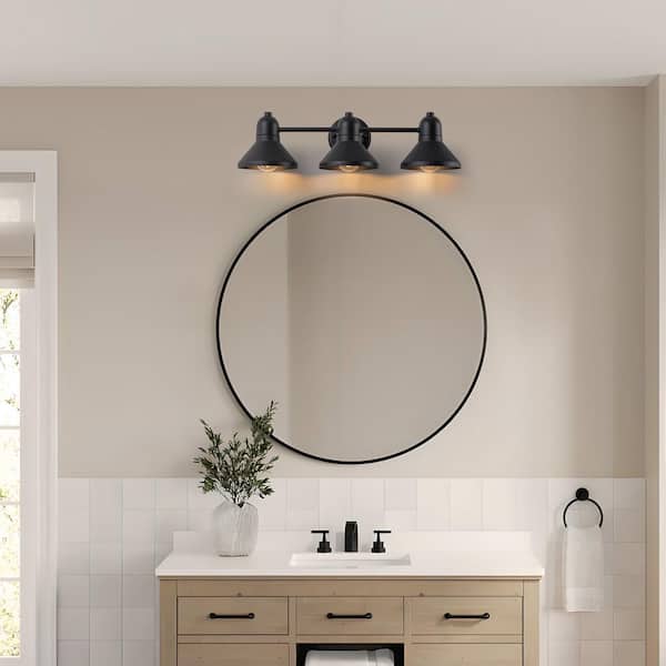 C Cattleya 23.5 in. 3-Light Powder-Coated Black Vanity Light