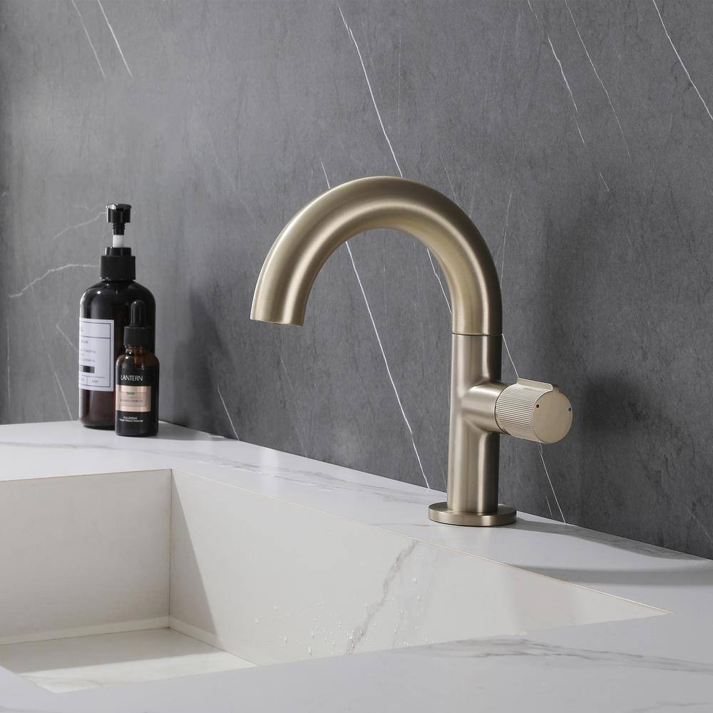 Brushed Gold Stainless Steel Single Handle Bathroom Faucet