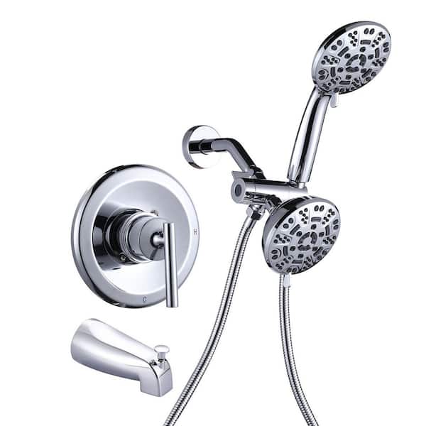 VEVETTA Single Handle 7-Spray Tub and Shower Faucet 1.8 GPM in Polished Chrome with Pressure Balance Valve Included