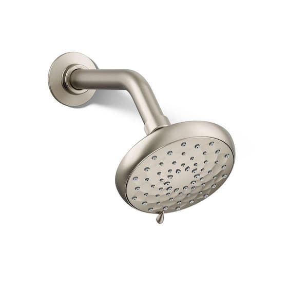 KOHLER Awaken B110 3-Spray Patterns 2.5 GPM 4.625 in. Wall Mount Fixed Shower Head in Vibrant Brushed Nickel