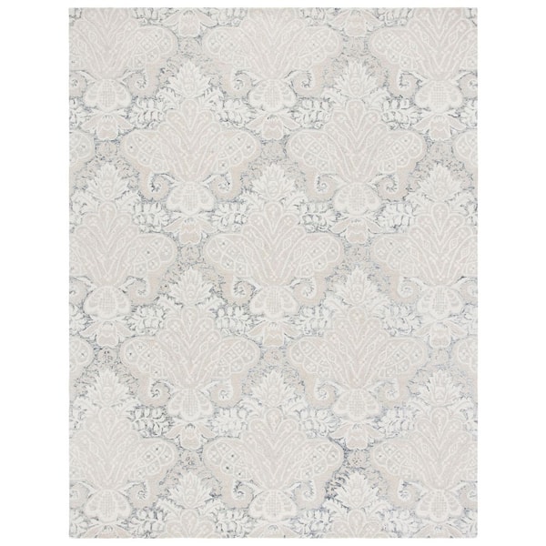 SAFAVIEH Micro-Loop Charcoal/Ivory 8 ft. x 10 ft. Medallion Solid Color Area Rug