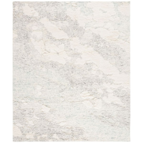 Tribeca 10 ft. x 14 ft. Gray/Ivory Marble High-Low Area Rug