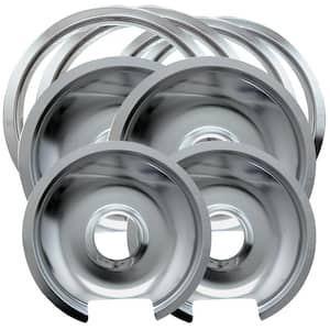 6 in. 2-Small and 8 in. 2-Large Drip Pan and Trim Ring in Chrome (8-Pack)