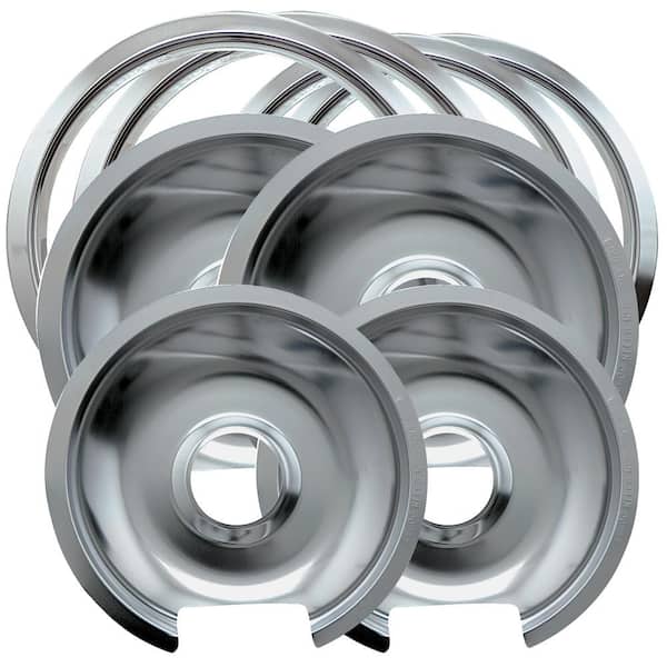 Range Kleen 6 in. 2-Small and 8 in. 2-Large Drip Pan and Trim Ring in Chrome (8-Pack)