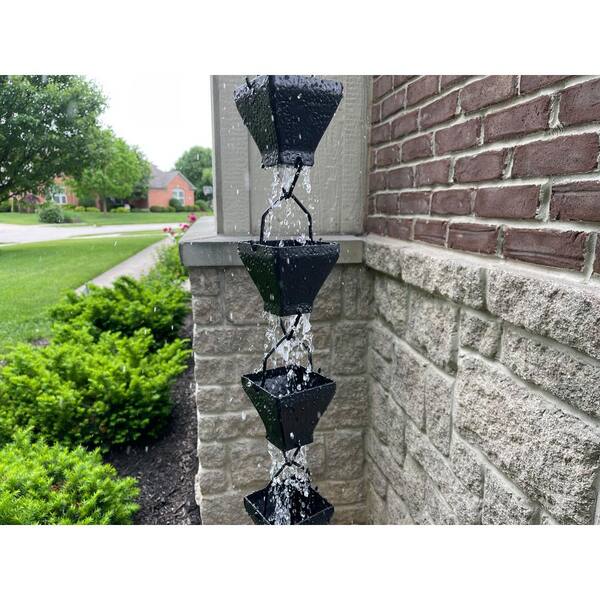 U-nitt 8.5 ft. Black Aluminum Textured Rain Chain 5517BLK - The