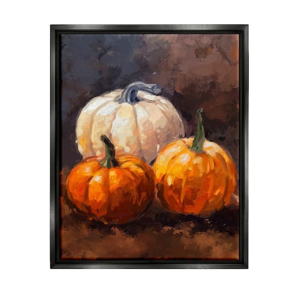 Stupell Industries Pumpkin Painting Still Life by Ziwei Li 1 Piece Floater Frame Graphic Print Food Poster Art Print 21 in. x 17 in.