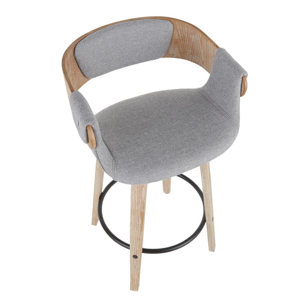 Elisa 18.75'' Gray and Gold Mid Century Modern Swivel Counter Stool