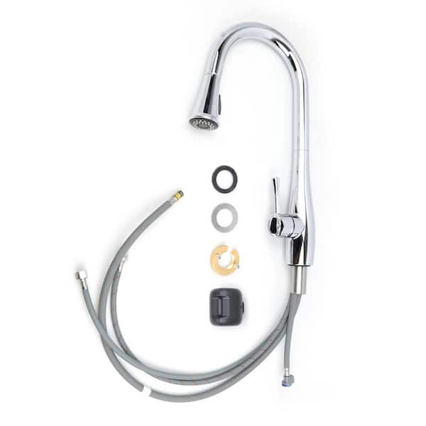 Single-Handle Pull-Down Sprayer Kitchen Faucet with Dual Function in Chrome