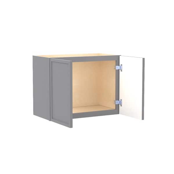 Home Decorators Collection Franklin 27 in. W x 12 in. D x 18 in. H Assembled Plywood Wall Bridge Kitchen Cabinet in Veiled Gray with Soft Close