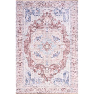 Madilyn Medallion Machine Washable Rust 8 ft. x 10 ft. Traditional Area Rug