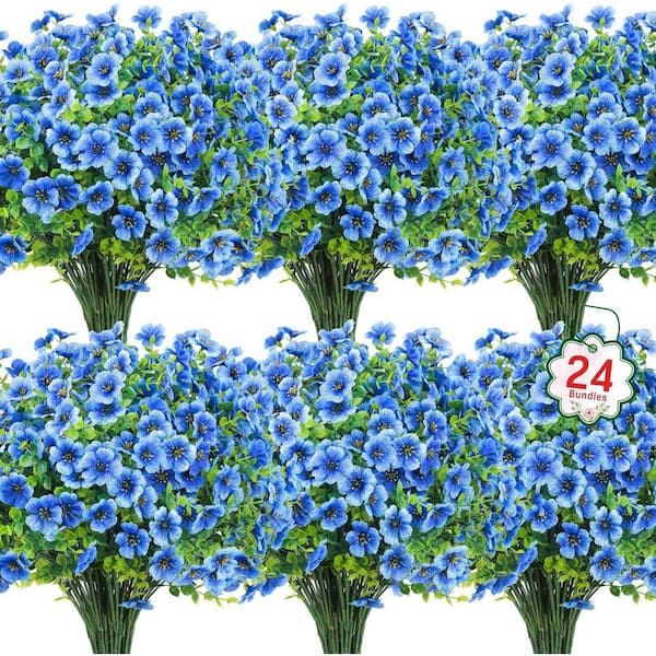 13.8 in. Blue Indoor/Outdoor Artificial Assorted Flowers