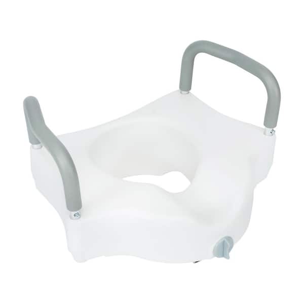 Hercules 21.25 in. x 17.25 in. Adjustable Toilet Safety Rail Toilet Seat with Silver Steel Frame in White