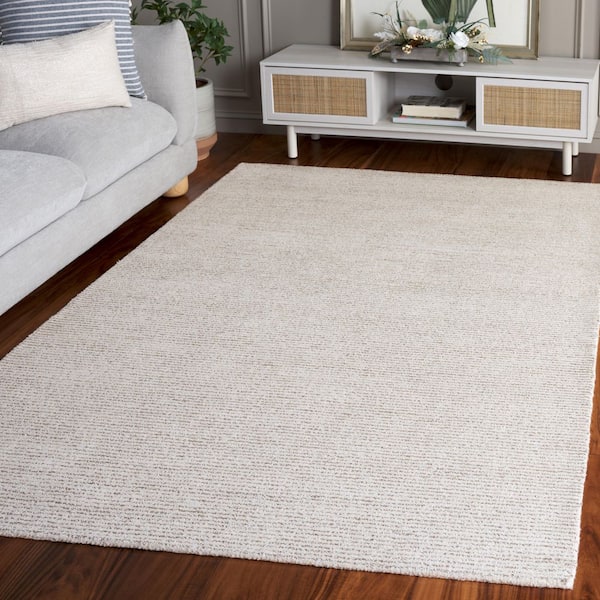 Abstract 3 ft. x 5 ft. Ivory/Taupe Modern Distressed Area Rug