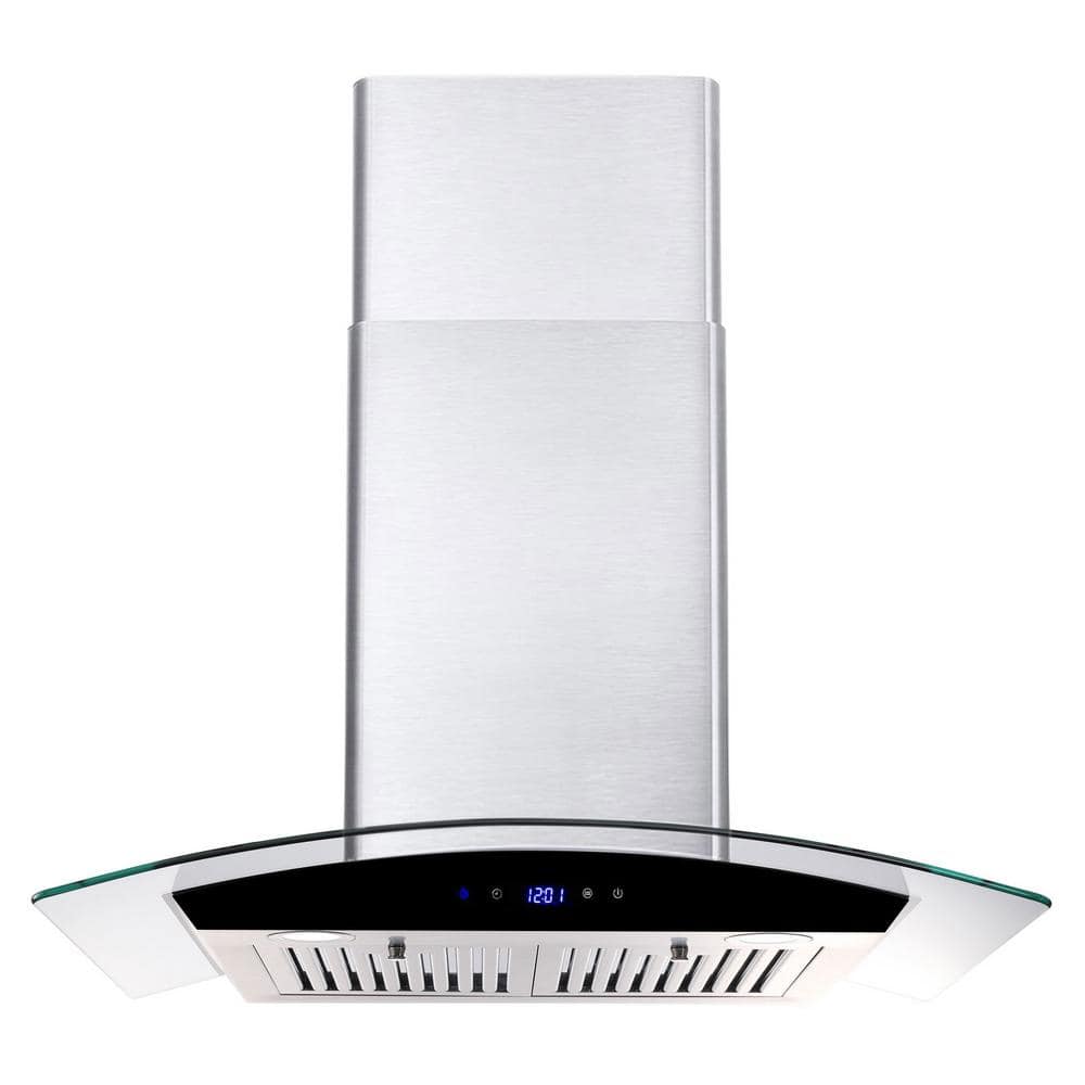 XO XOJ30S Wall Mount Low Profile Chimney Range Hood with 700 CFM Internal  Blower, 3 Speed Control, Halogen Lights, Illuminated Touch Controls and  Convertible to Recirculating: 30 Inch Width