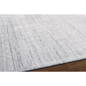 Slate Ivory/Blue 8 ft. x 10 ft. Abstract Silk and Wool Area Rug
