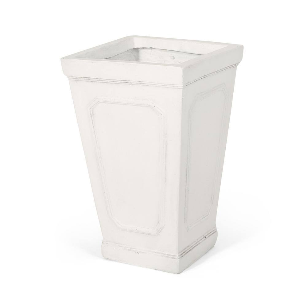 Noble House Wilbert 16.25 in. Tall Antique White Concrete Outdoor Patio ...