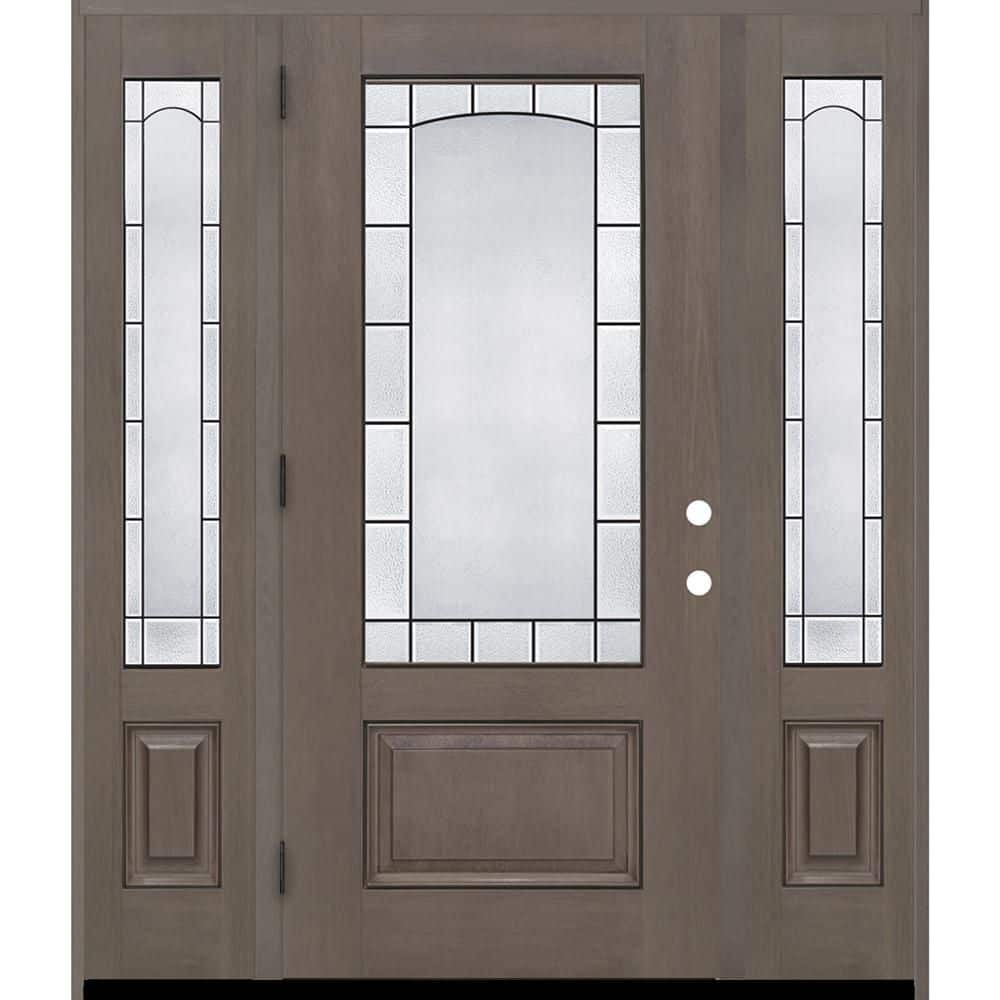 Regency 64 in. x 80 in. 3/4L Empire Decorative Glass RHOS Ashwd Mahogany Fiberglass Prehung Front Door w/12in-SLs6-9/16 price history on PriceWatchPro