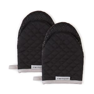 Asteroid Silicone Grip Black Mini Oven Mitt (2-Pack)